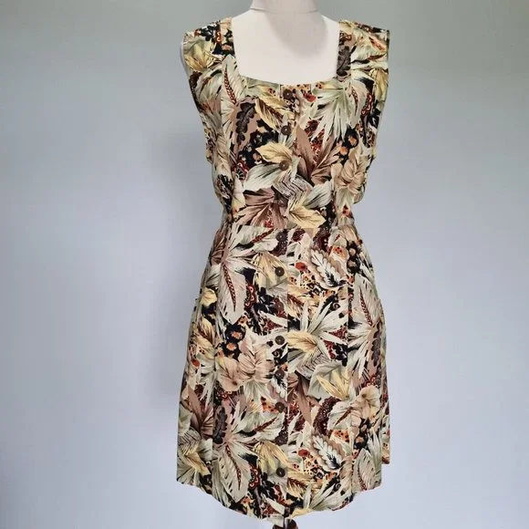 Dangerfield Neutral Multicolour Floral Paisley Sheath Dress Size 14 - Picture 2 of 7